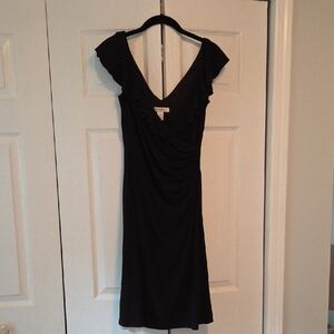 White House Black Market Ruched Black Midi Dress